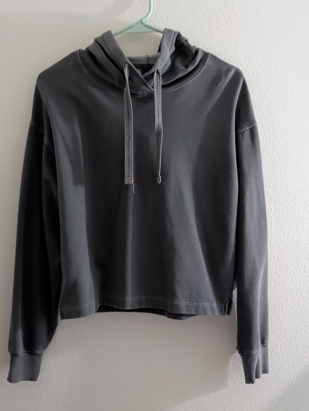 Old Navy Crop Charcoal Gray Hooded Sweatshirt